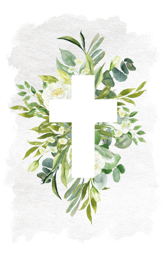 Illustration of Mary reaching up into a beam of light